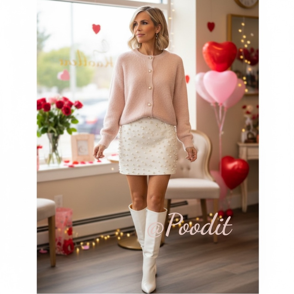 HEM & THREAD Beautiful blush button up cardigan S M L